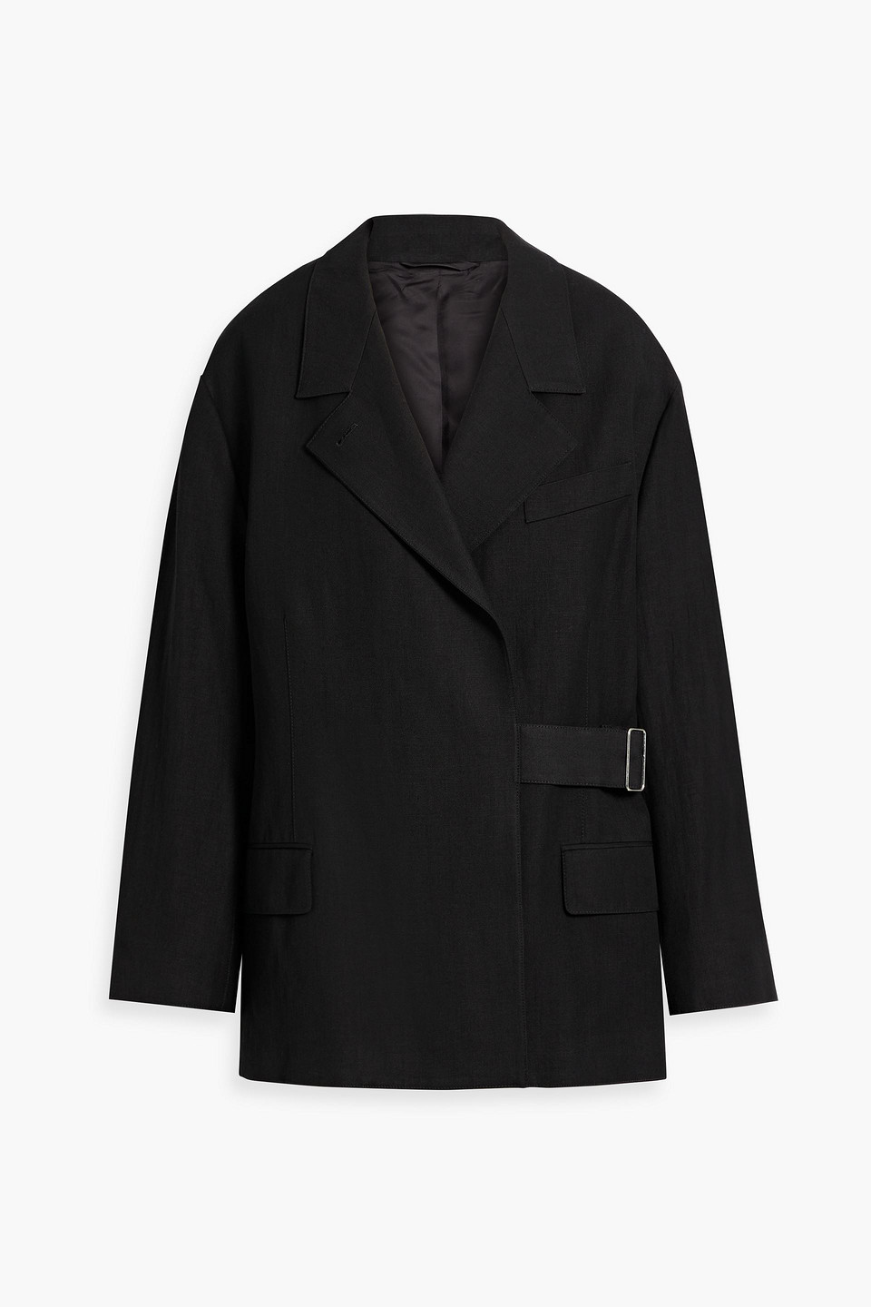 Belted wool and hemp-blend twill blazer