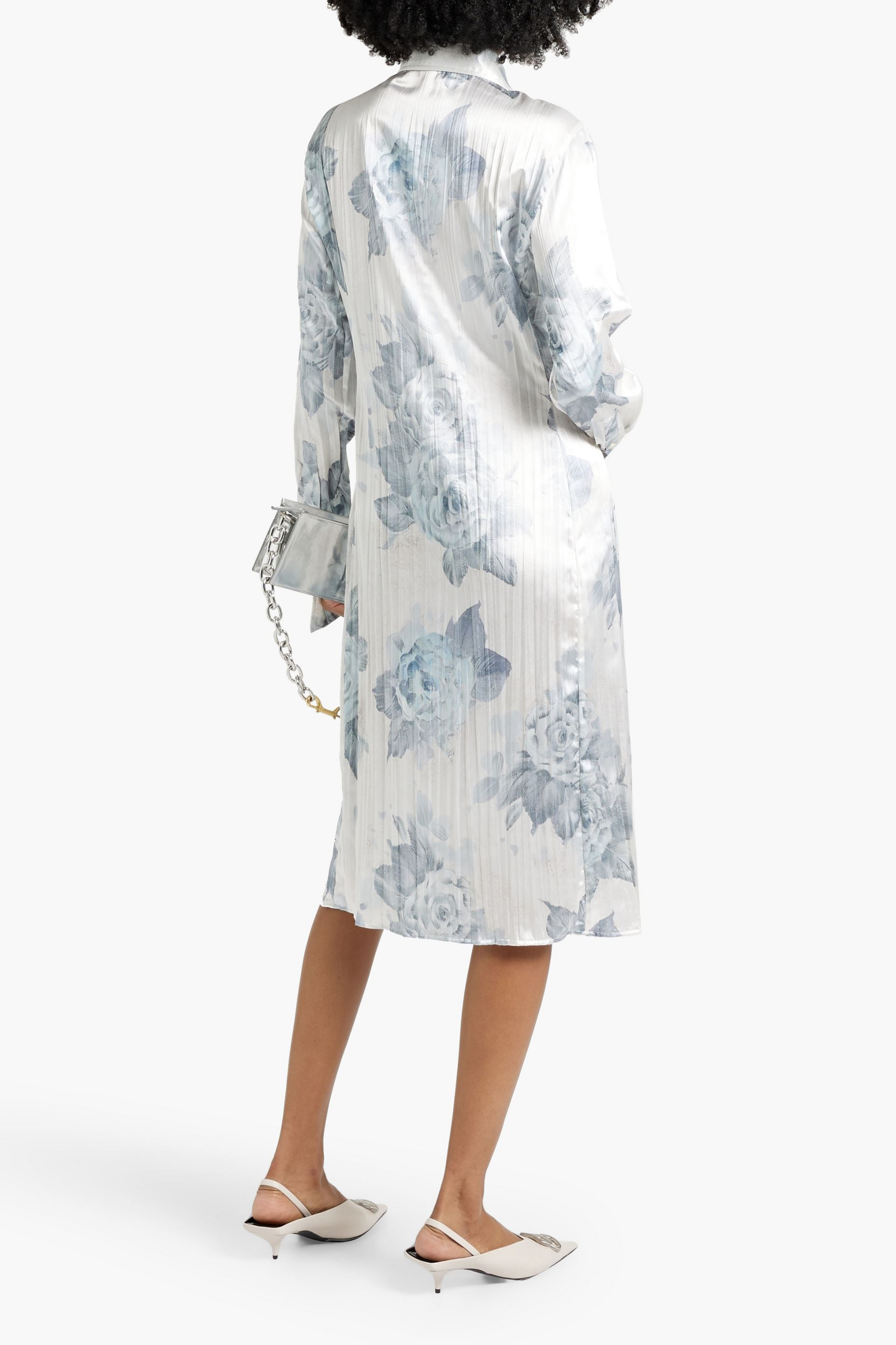 Acne Studios Floral-print satin midi shirt dress