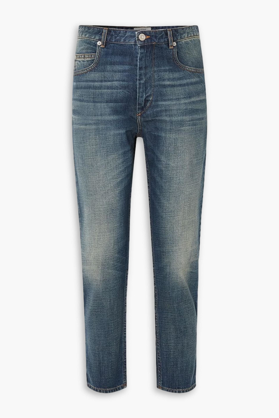 Isabel Marant Étoile Neasr Cropped High-rise Slim-leg Jeans In Mid Denim