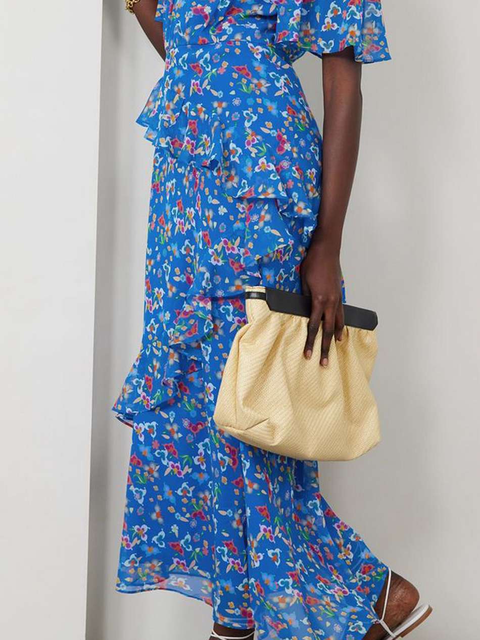 vida-b ruffled floral-print silk-chiffon maxi dress