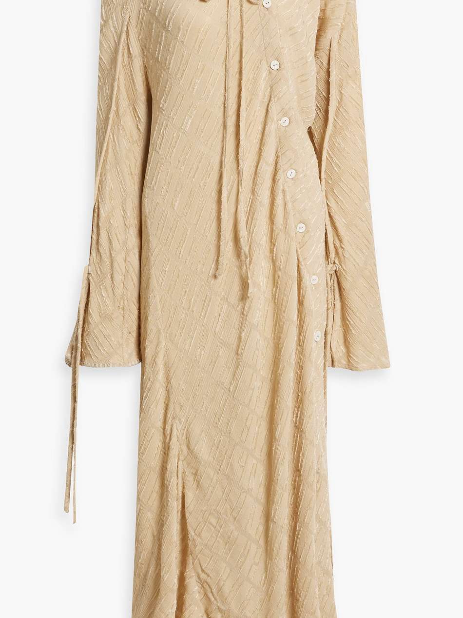 asymmetric fluted fil coupé georgette maxi dress
