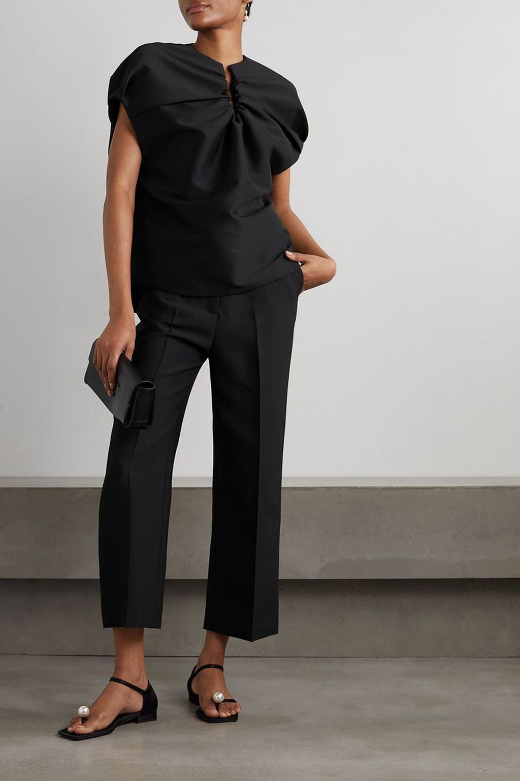 TOTEME Gathered duchesse-satin top