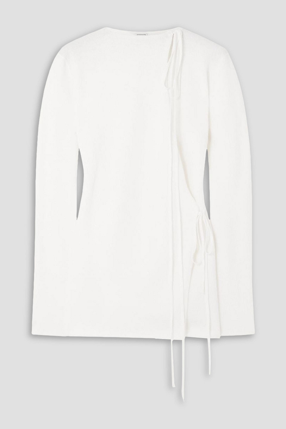 Totême Tie-detailed Wool Wrap Cardigan In Off-white