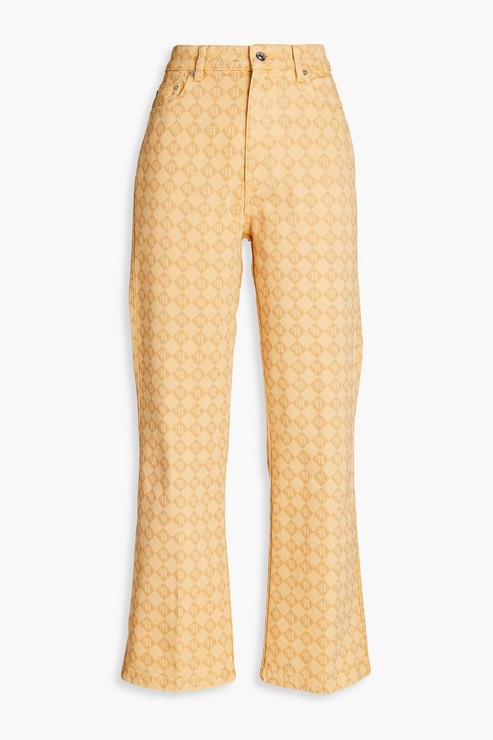 Nanushka Logo-print High-rise Kick-flare Jeans In Sand