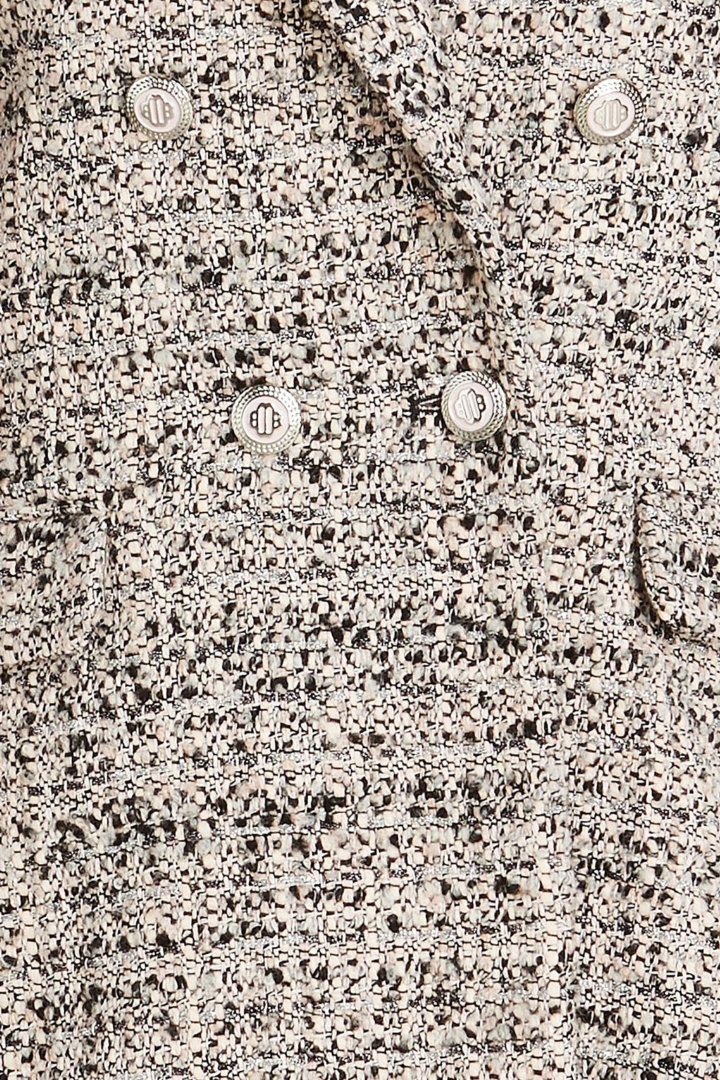 MAJE Double-breasted metallic bouclé-tweed blazer