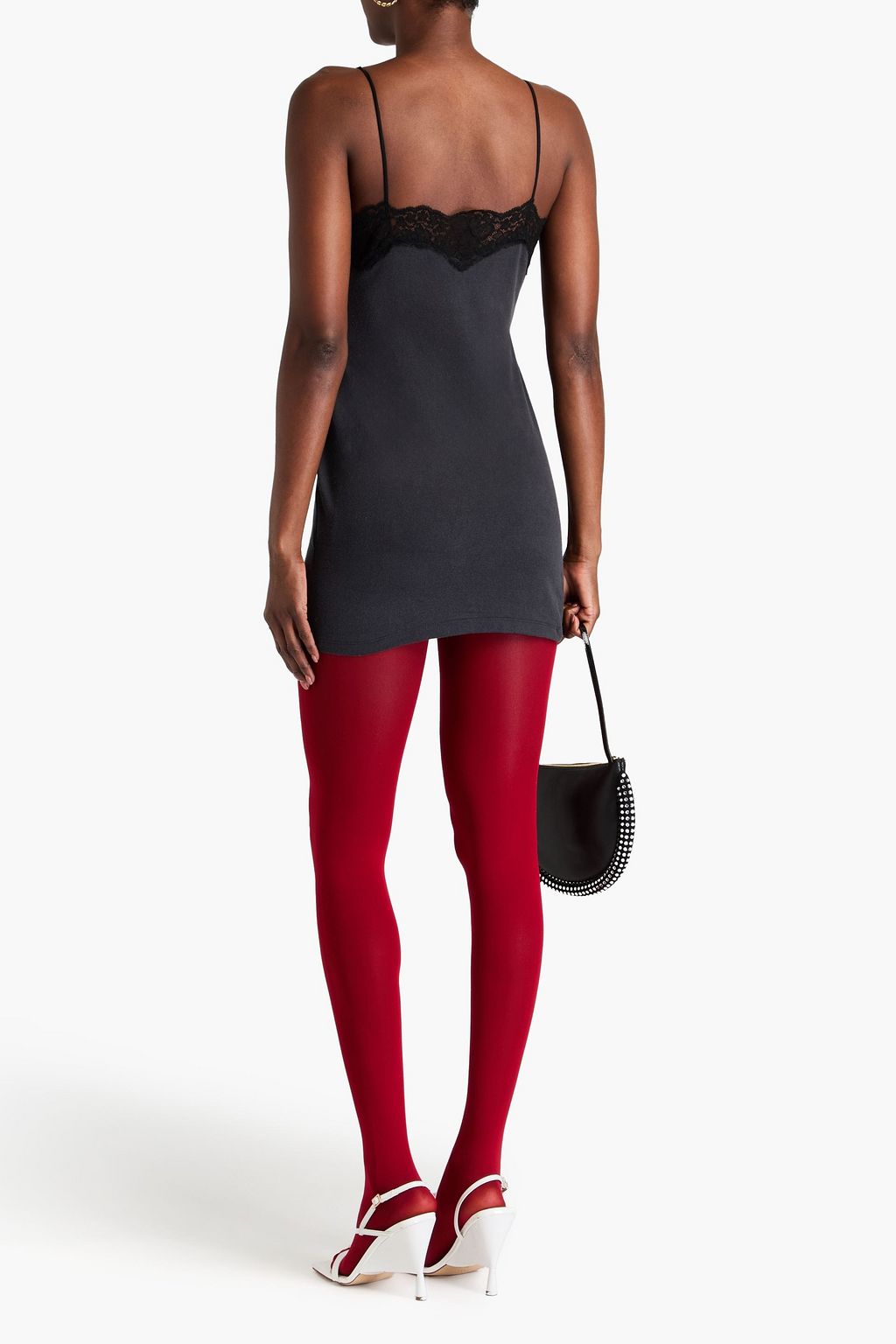 CONNER IVES Lace-trimmed cotton-jersey mini dress