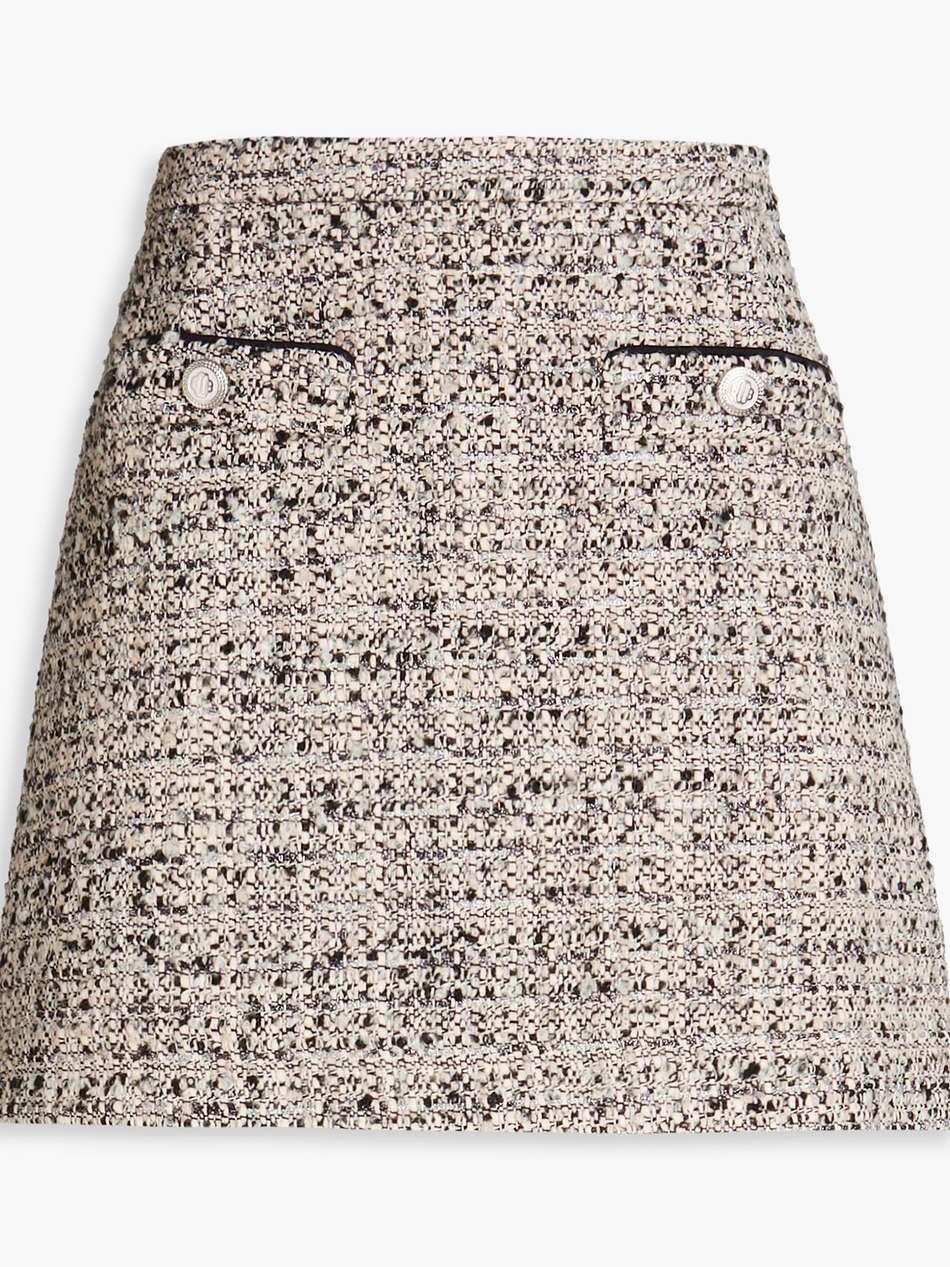 metallic bouclé-tweed mini skirt