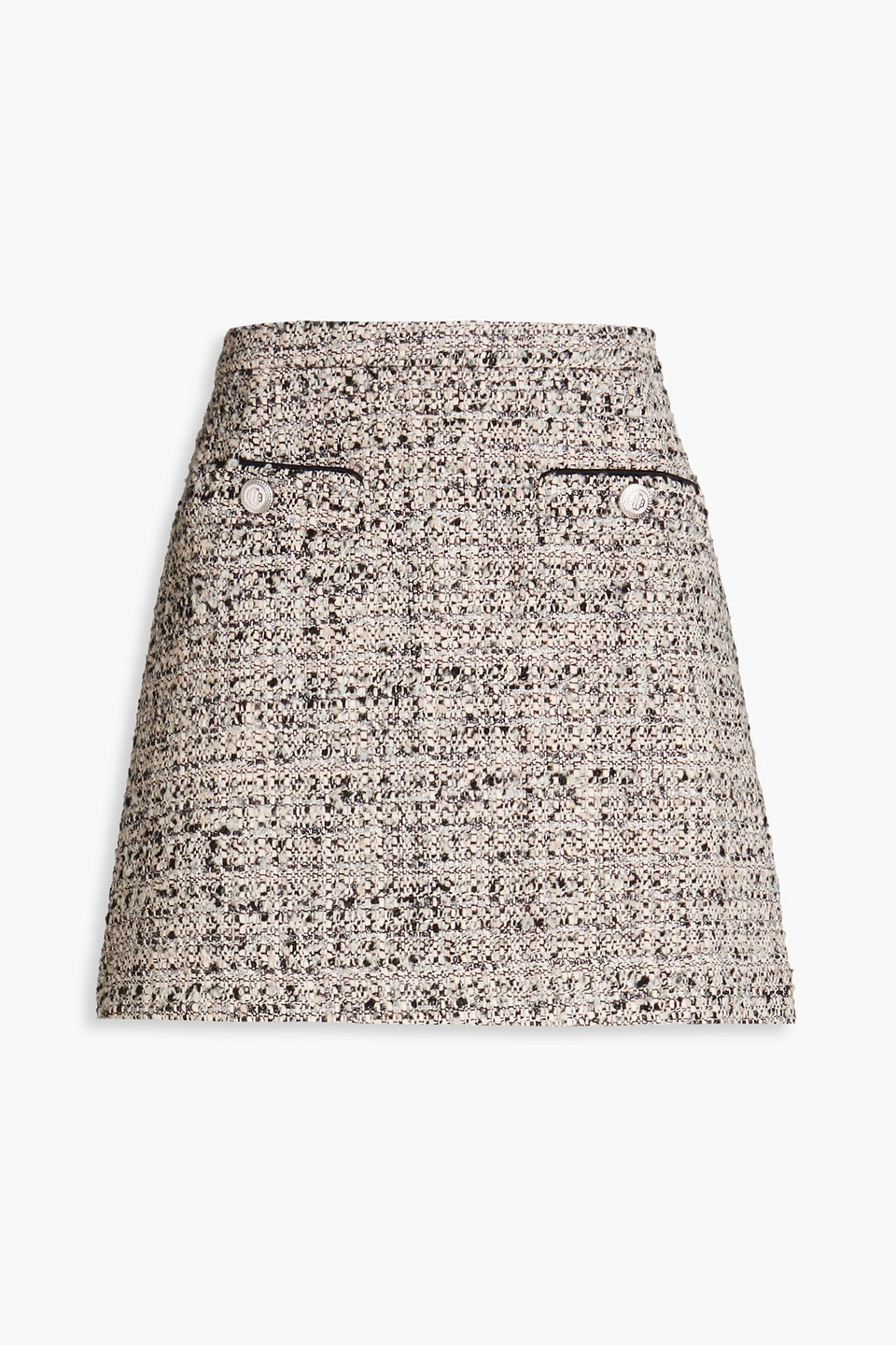 Maje Metallic Bouclé-tweed Mini Skirt In Pastel Pink