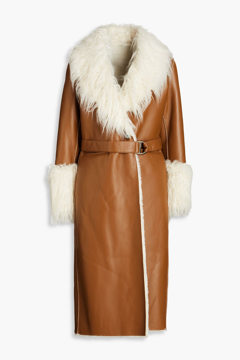 Maje Faux Leather Coat In Brown