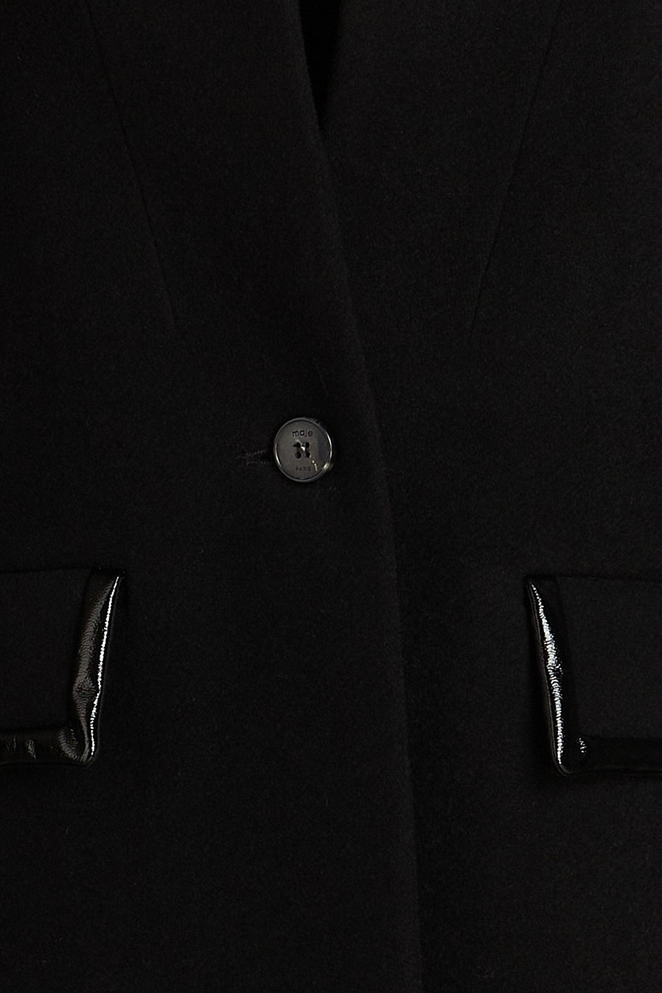 Maje Brushed Wool-blend Felt Coat In Black