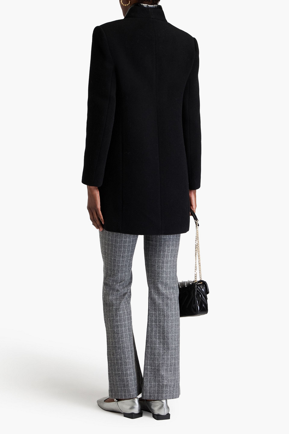Maje Brushed Wool-blend Felt Coat In Black