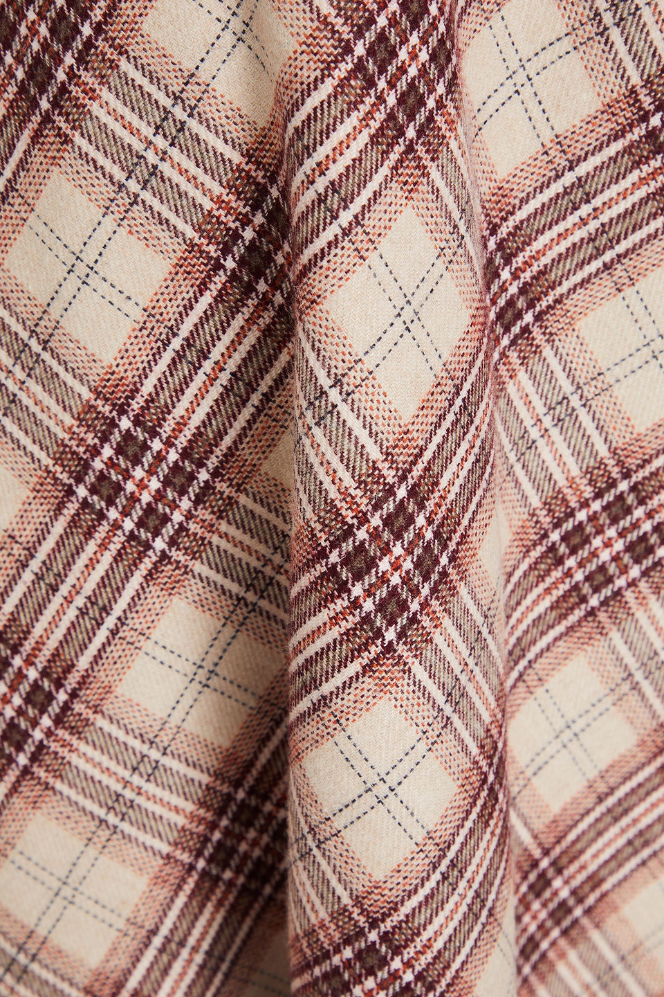 MAJE ASYMMETRIC WRAP-EFFECT CHECKED TWEED MIDI SKIRT