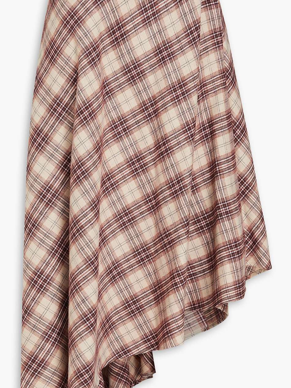 asymmetric wrap-effect checked tweed midi skirt