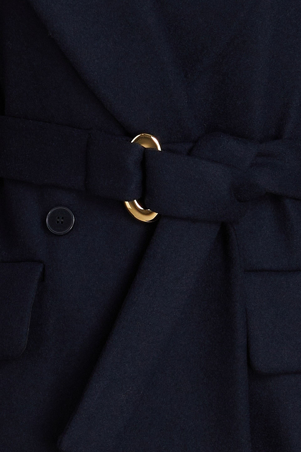 Maje Double-breasted Wool-blend Felt Coat In Navy