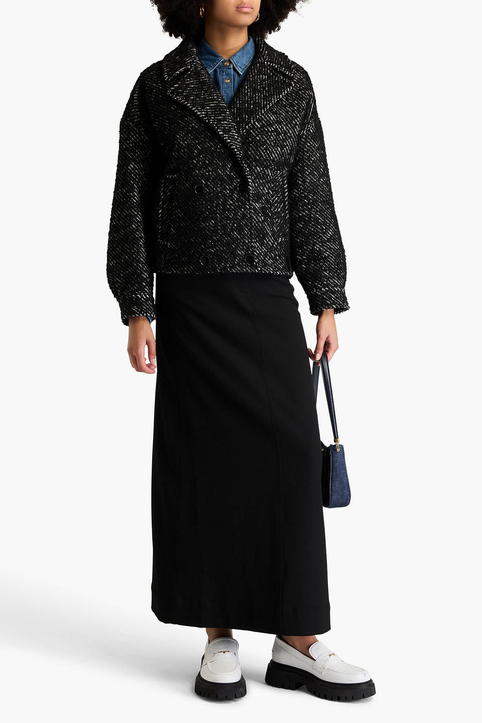  Maje - Jacke Aus Bouclé-tweed - Schwarz - Fr 38 