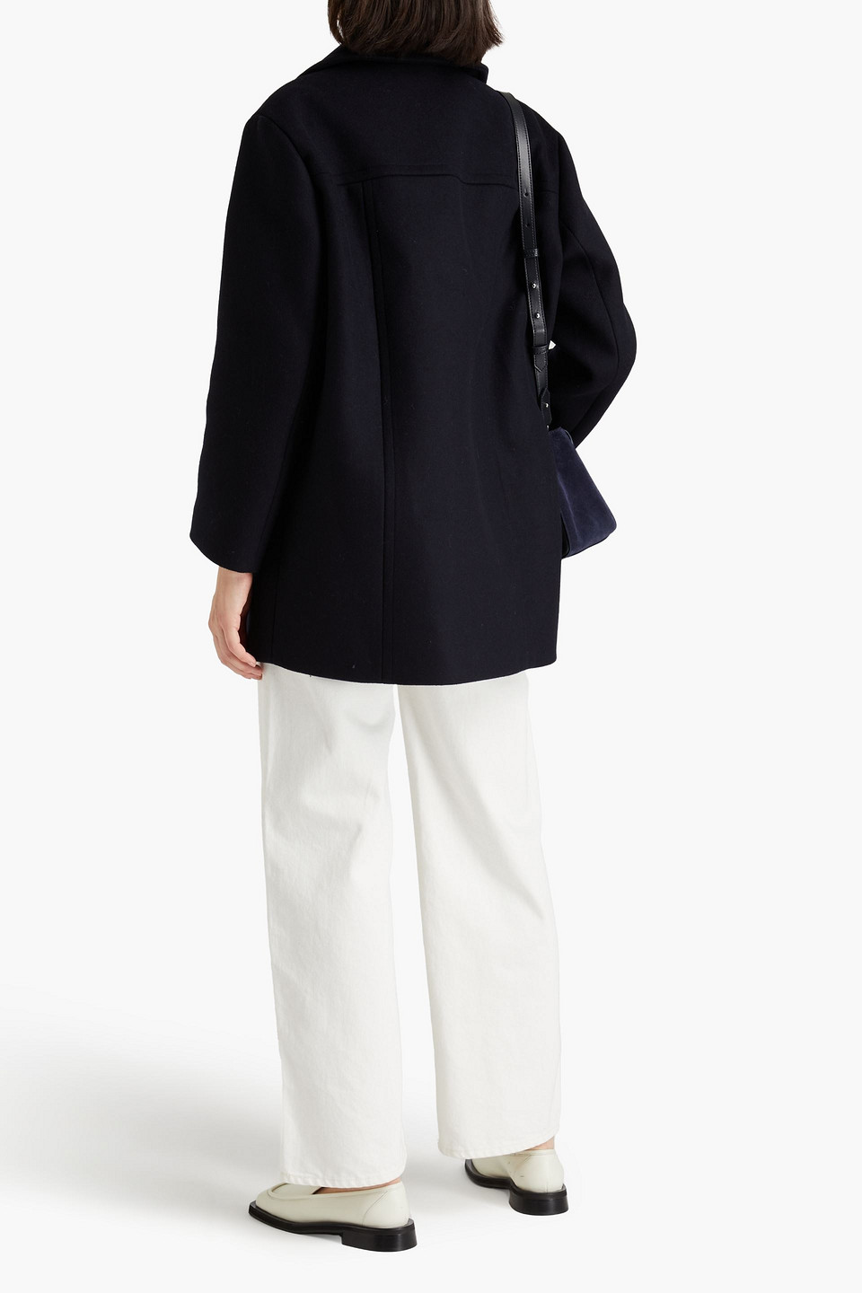 Maje Double-breasted Wool-blend Felt Coat In Navy