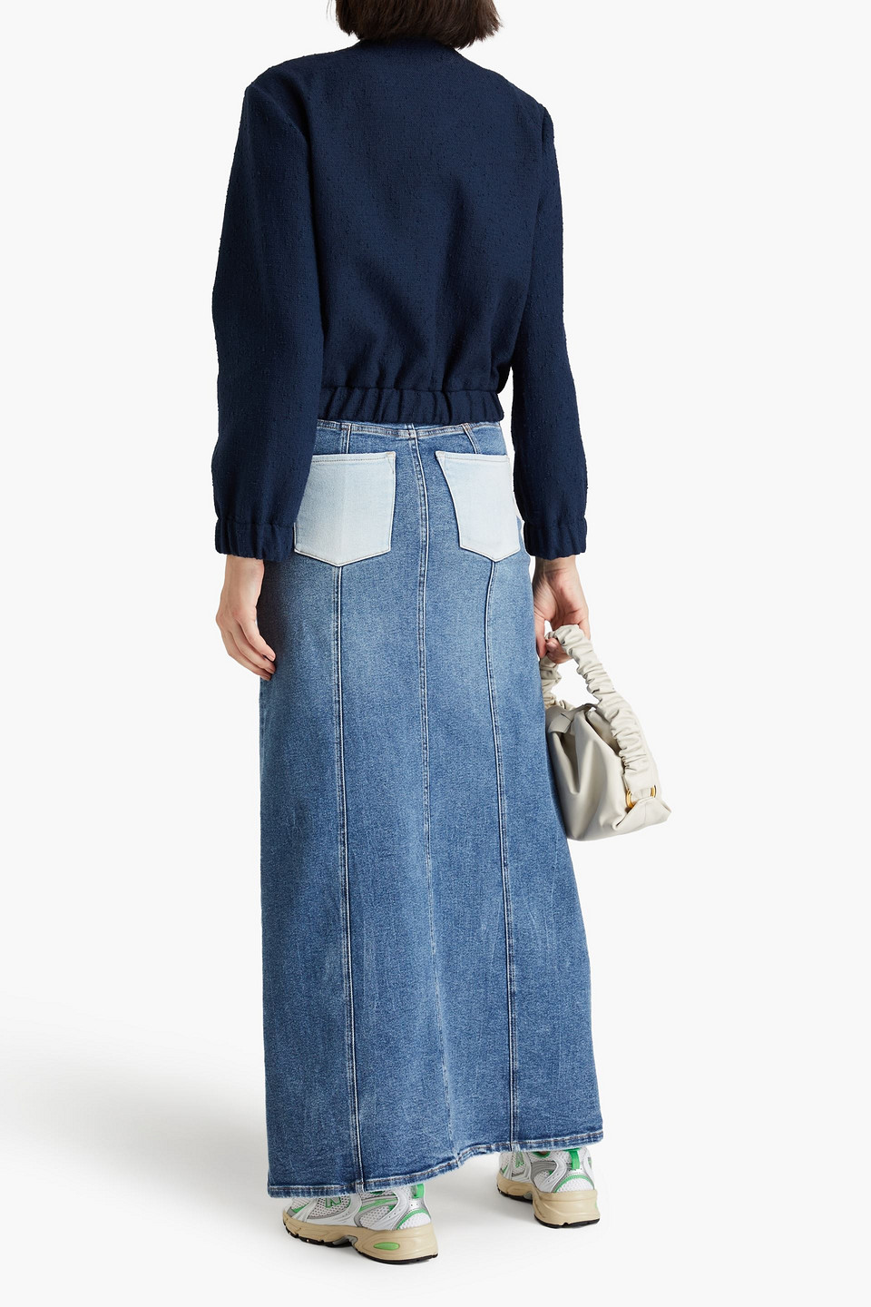 Maje Vitalys Hooded Cropped Jacket In Navy
