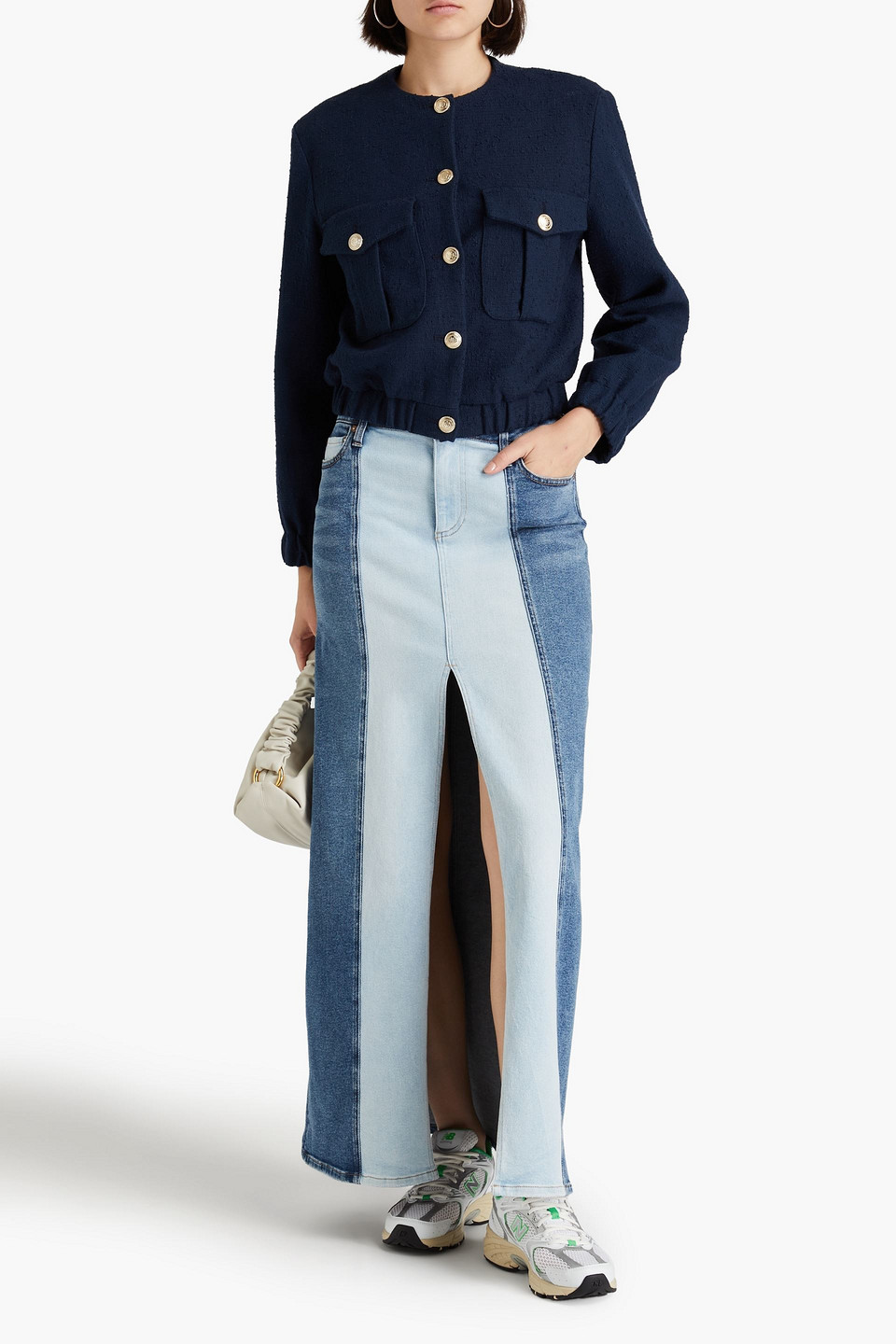 Maje Vitalys Hooded Cropped Jacket In Navy