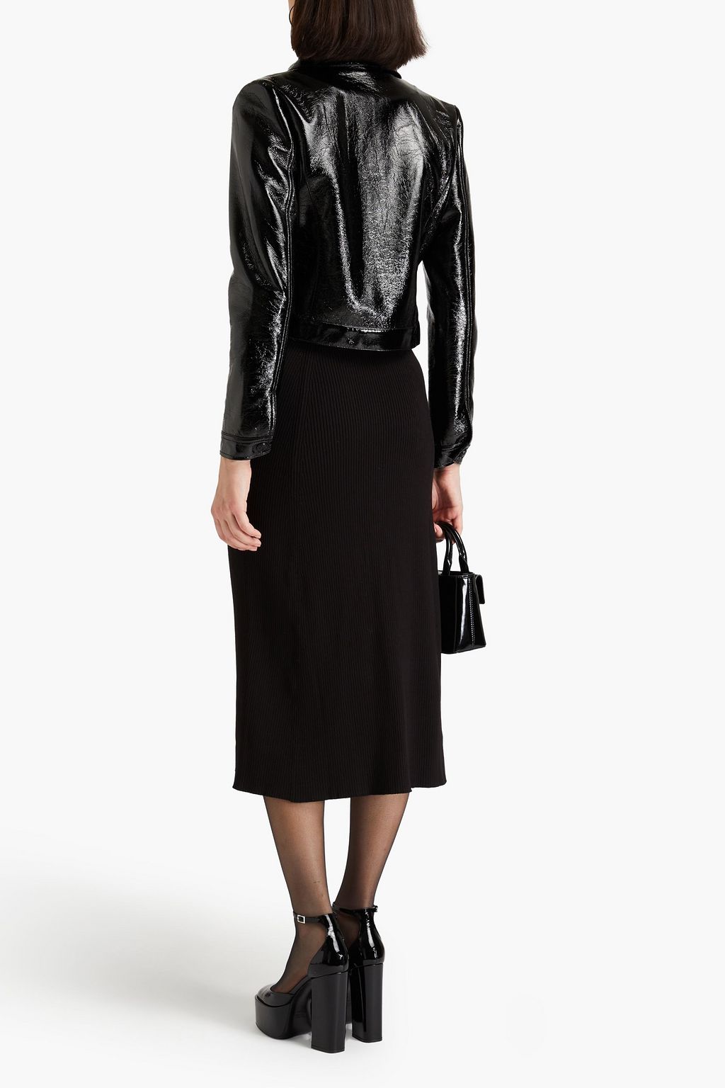 MAJE Crinkled faux patent-leather jacket