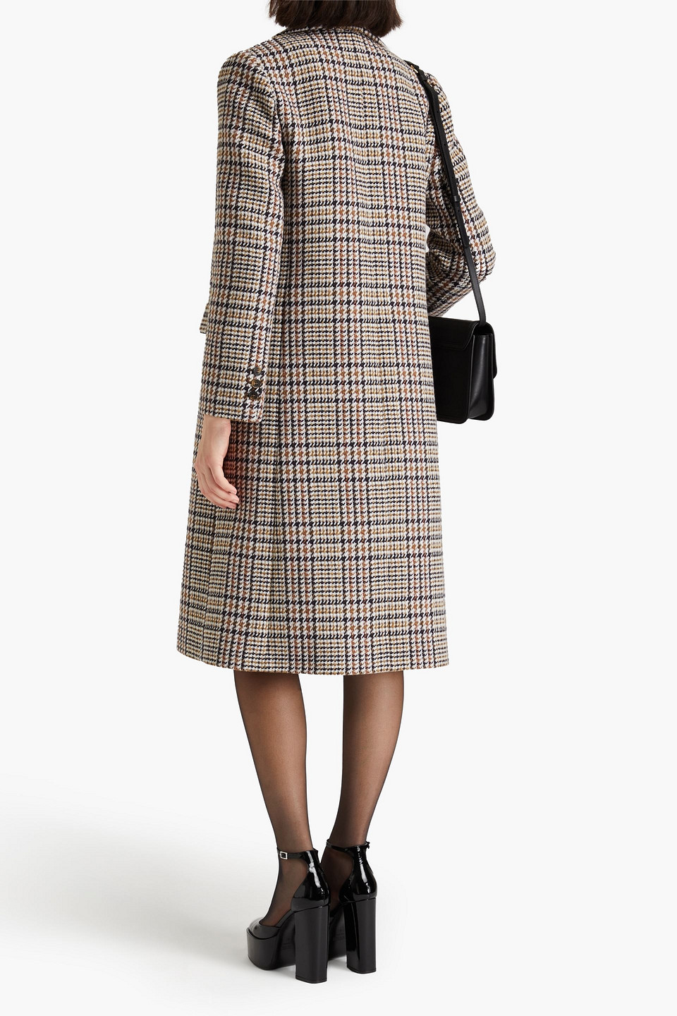 Maje Wool-blend Tweed Coat In Sage Green