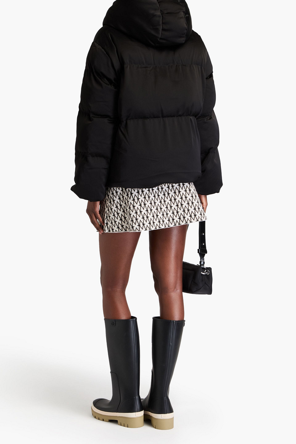 Maje Quilted Shell Hooded Jacket In Black
