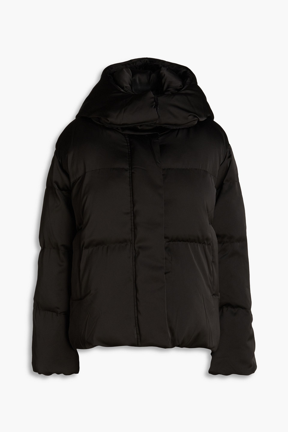 Maje Quilted Shell Hooded Jacket In Black
