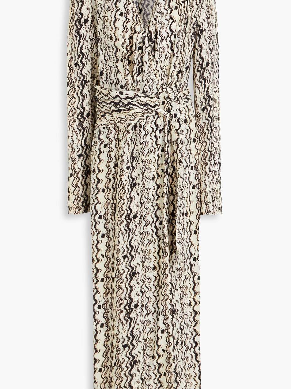 printed crepe midi wrap dress