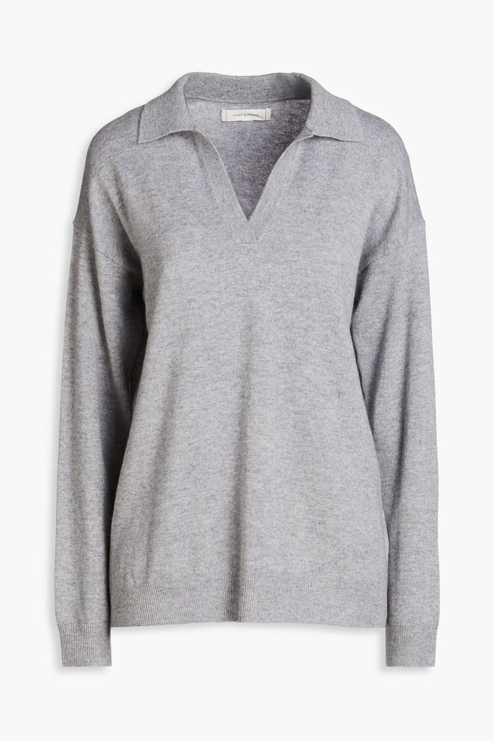 Chinti & Parker Wool And Cashmere-blend Polo Sweater In Light Gray