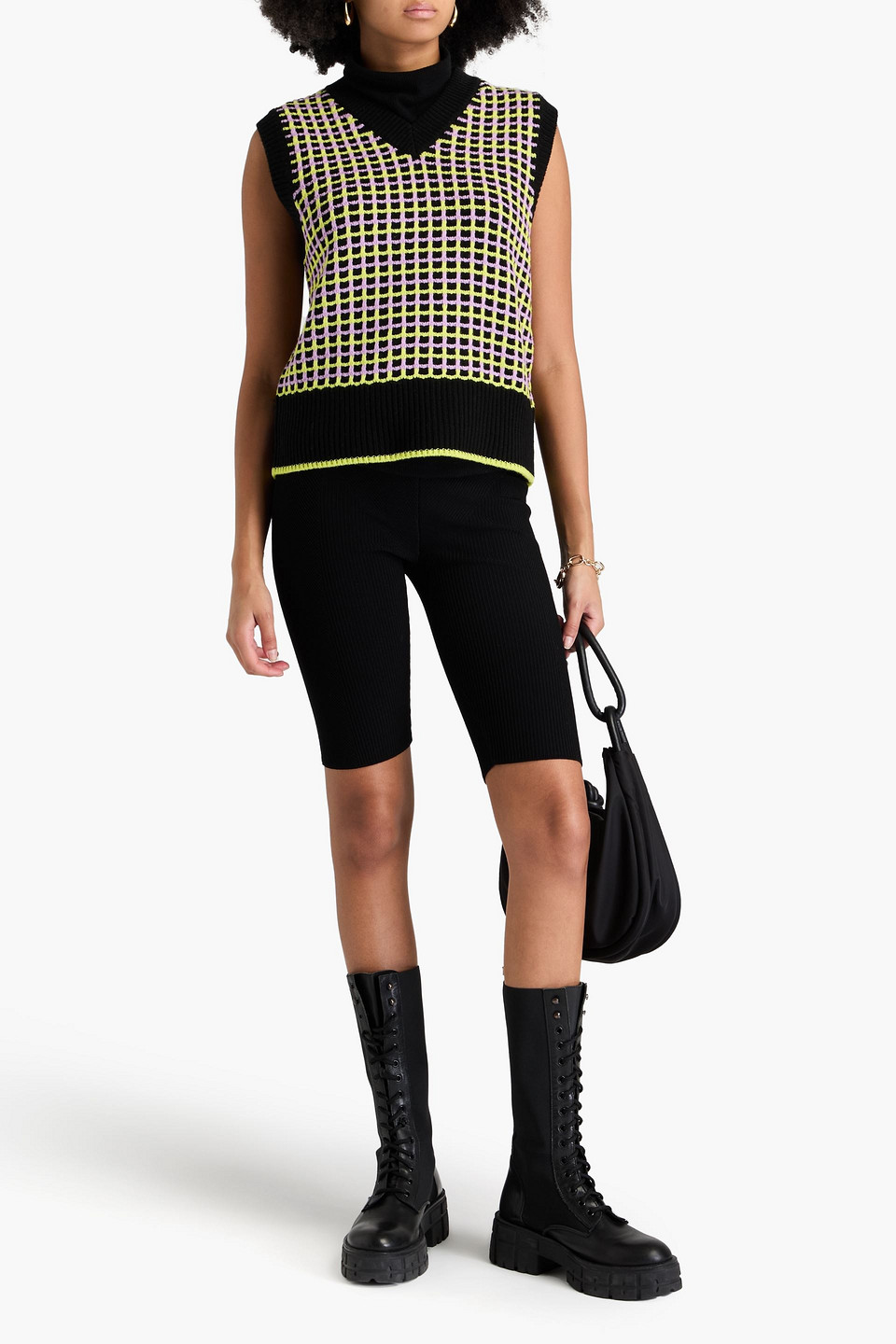 CHINTI & PARKER CHECKED WOOL AND CASHMERE-BLEND VEST