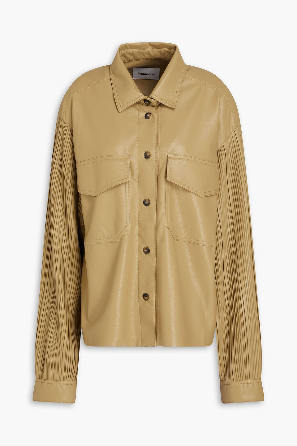 Nanushka - Pleated vegan leather shirt - Neutral - XS