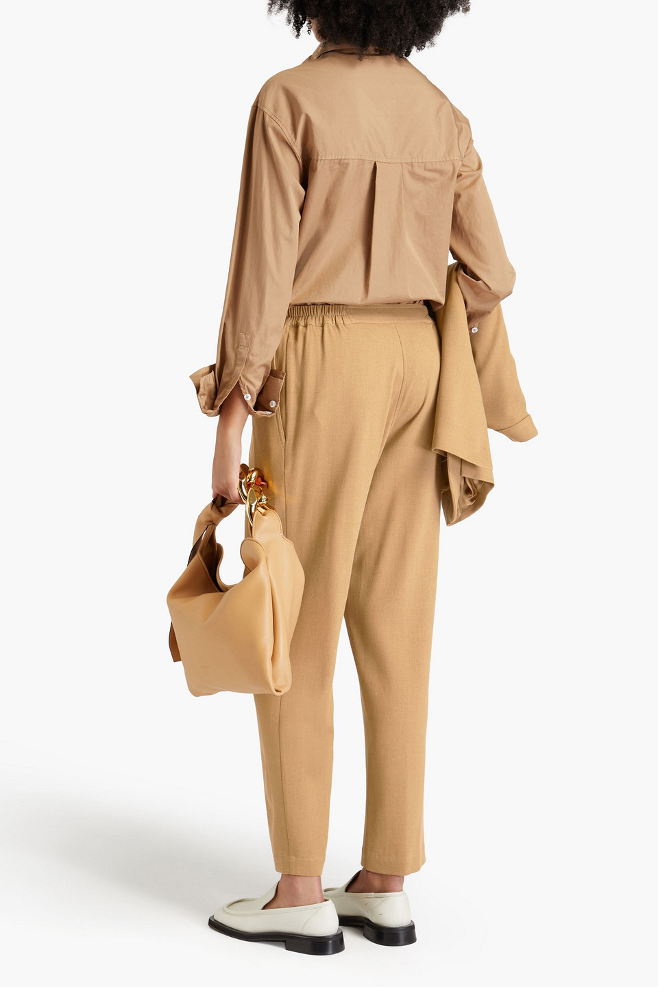 Gentryportofino Woven Tapered Pants In Sand