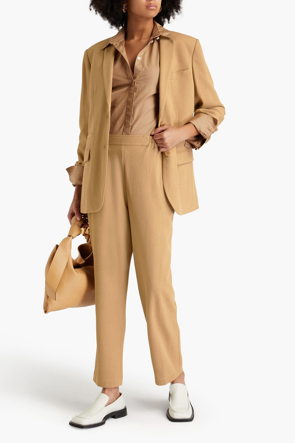 Gentryportofino Woven Tapered Pants In Sand
