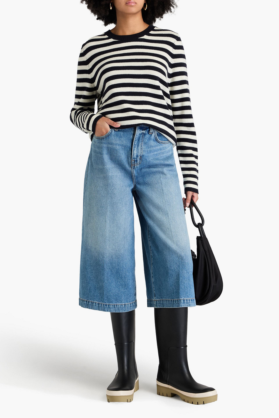 Chinti & Parker Striped Wool And Cashmere-blend Sweater In Navy