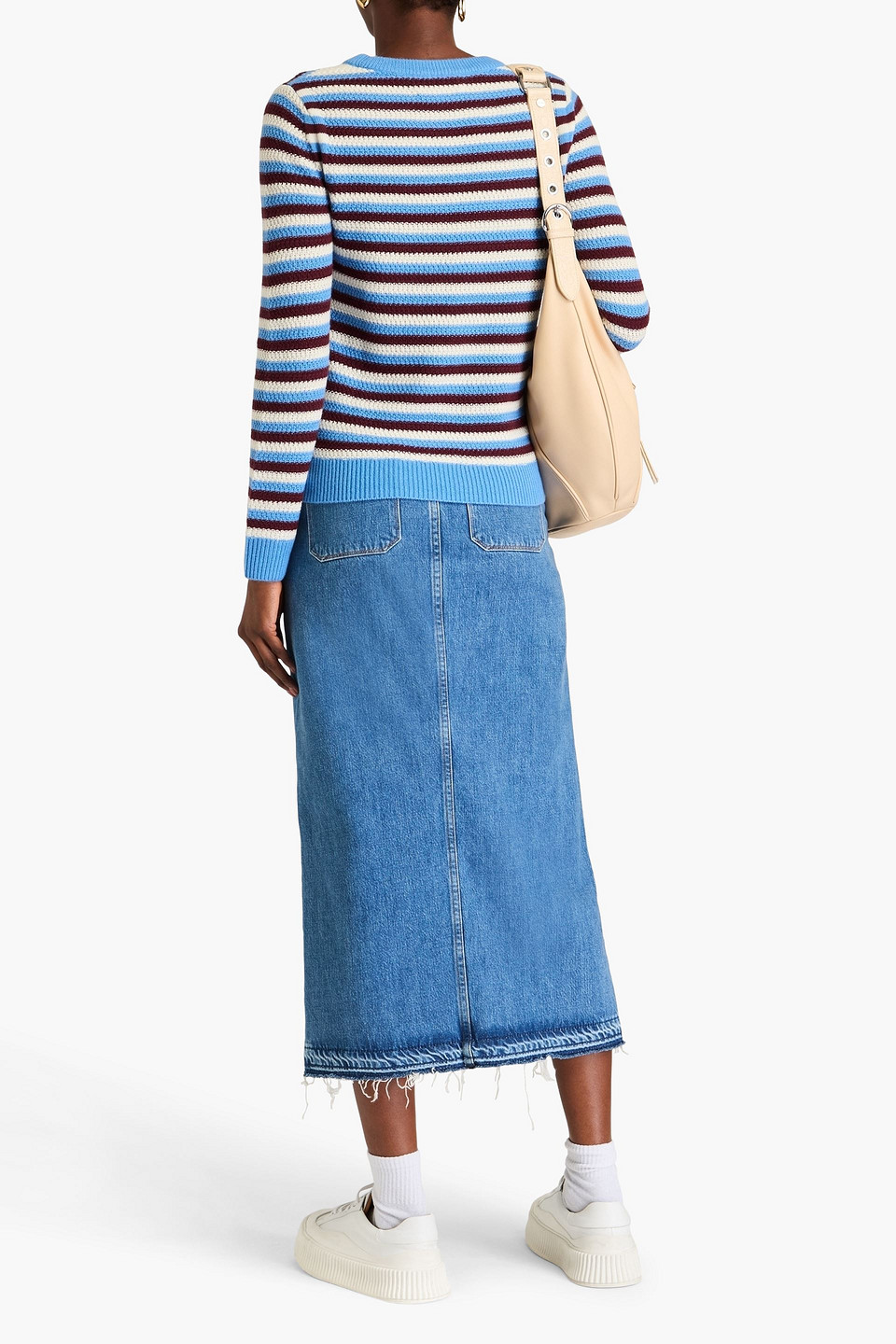 CHINTI & PARKER STRIPED INTARSIA WOOL AND CASHMERE-BLEND SWEATER
