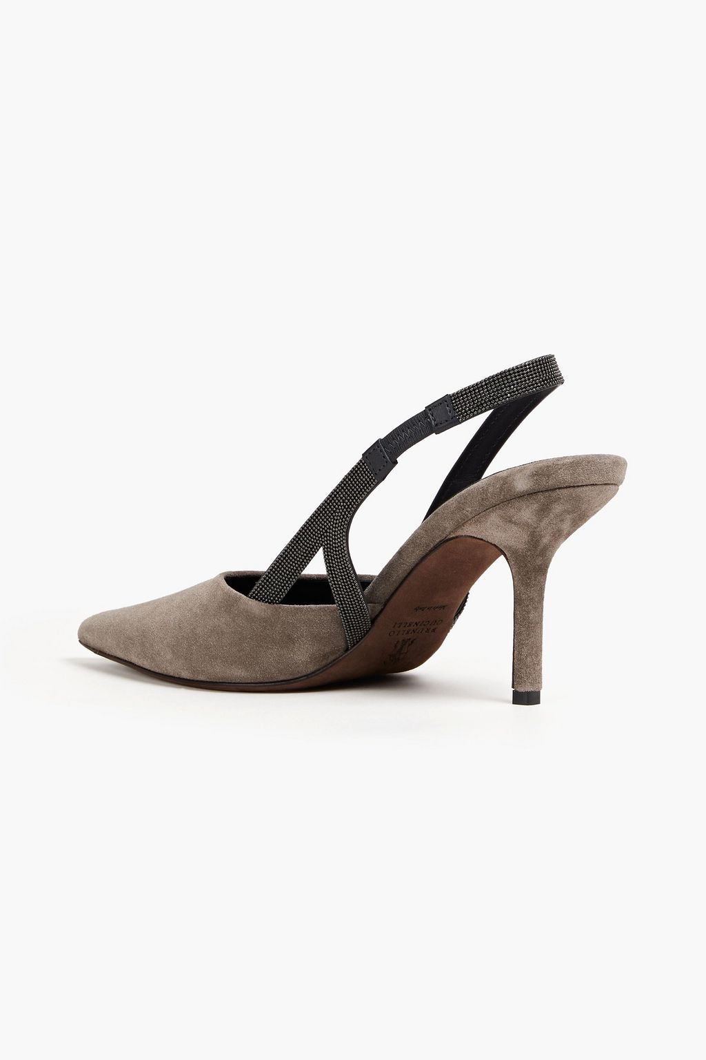 BRUNELLO CUCINELLI Bead-embellished suede slingback pumps