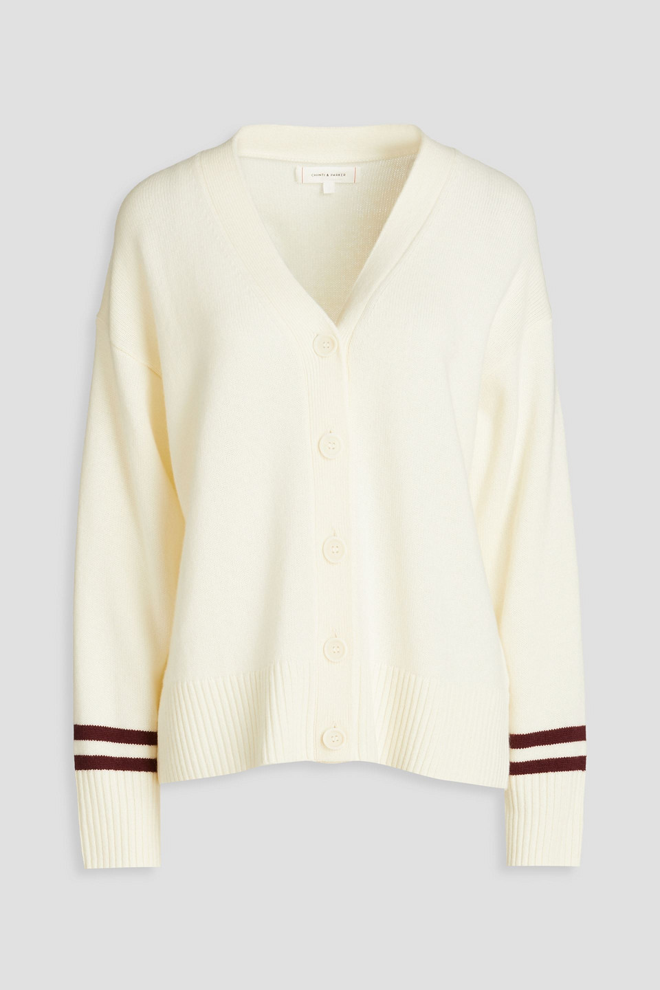 Chinti & Parker Varsity Wool And Cashmere-blend Cardigan In Cream