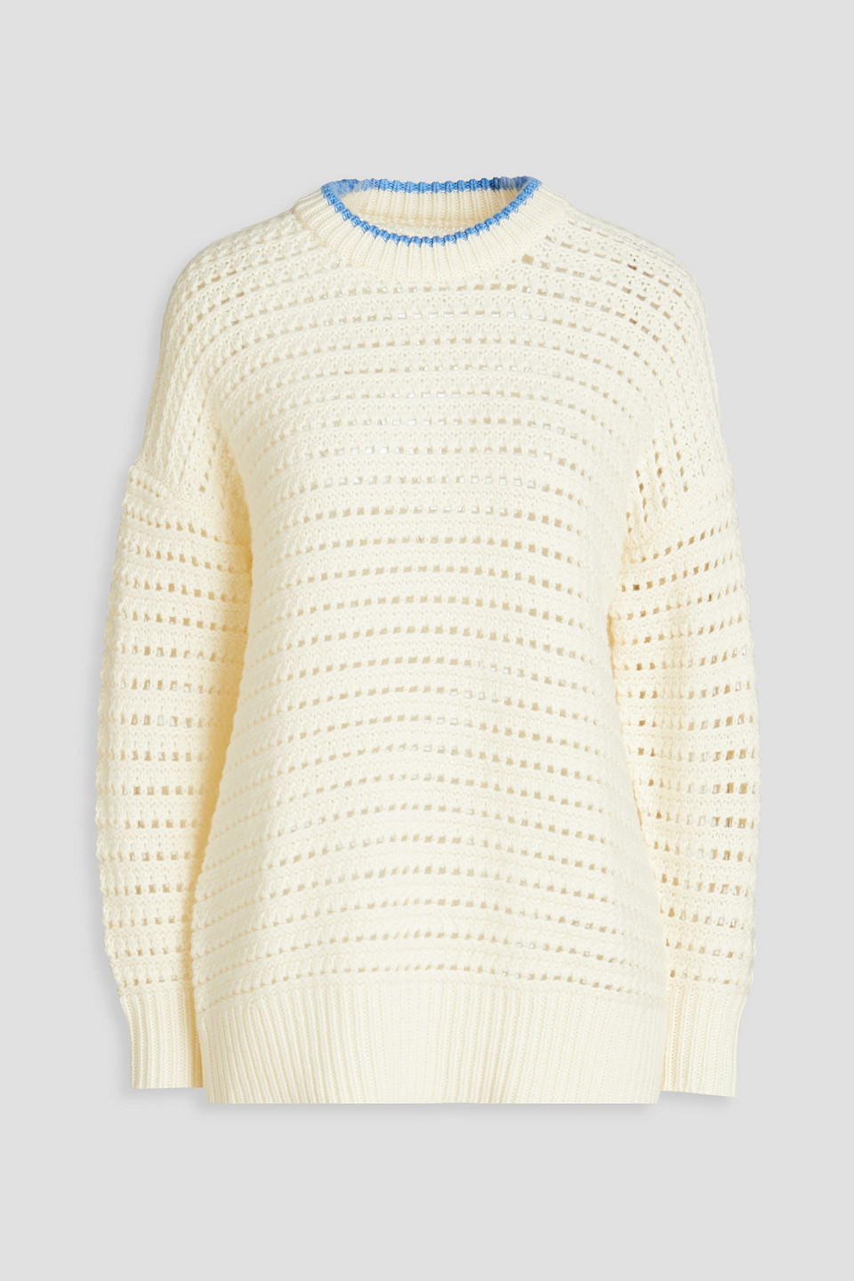 Chinti & Parker Wool-cashmere Crochet Stitch Sweater In Cream