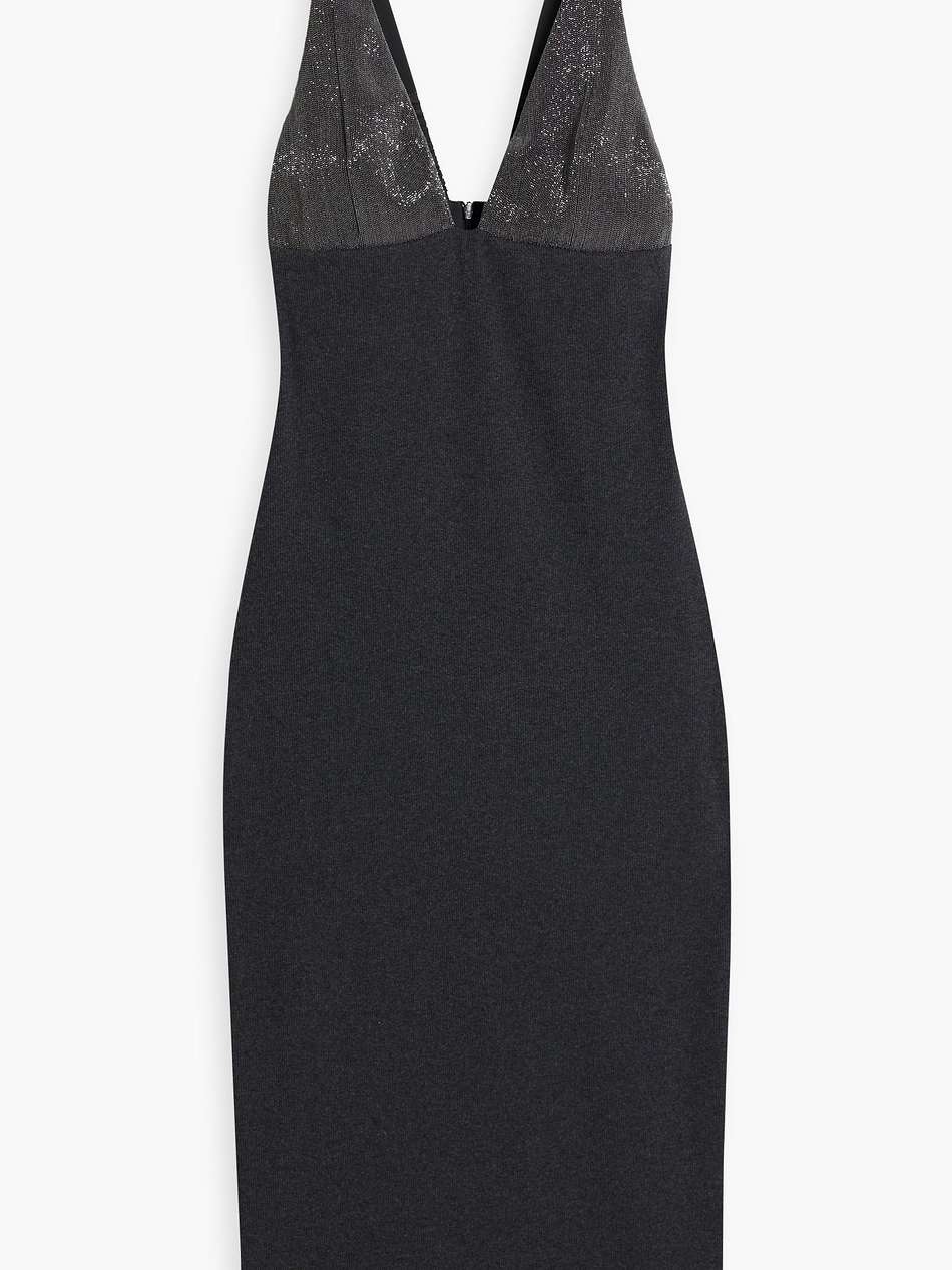 bead-embellished ribbed cotton-blend midi dress
