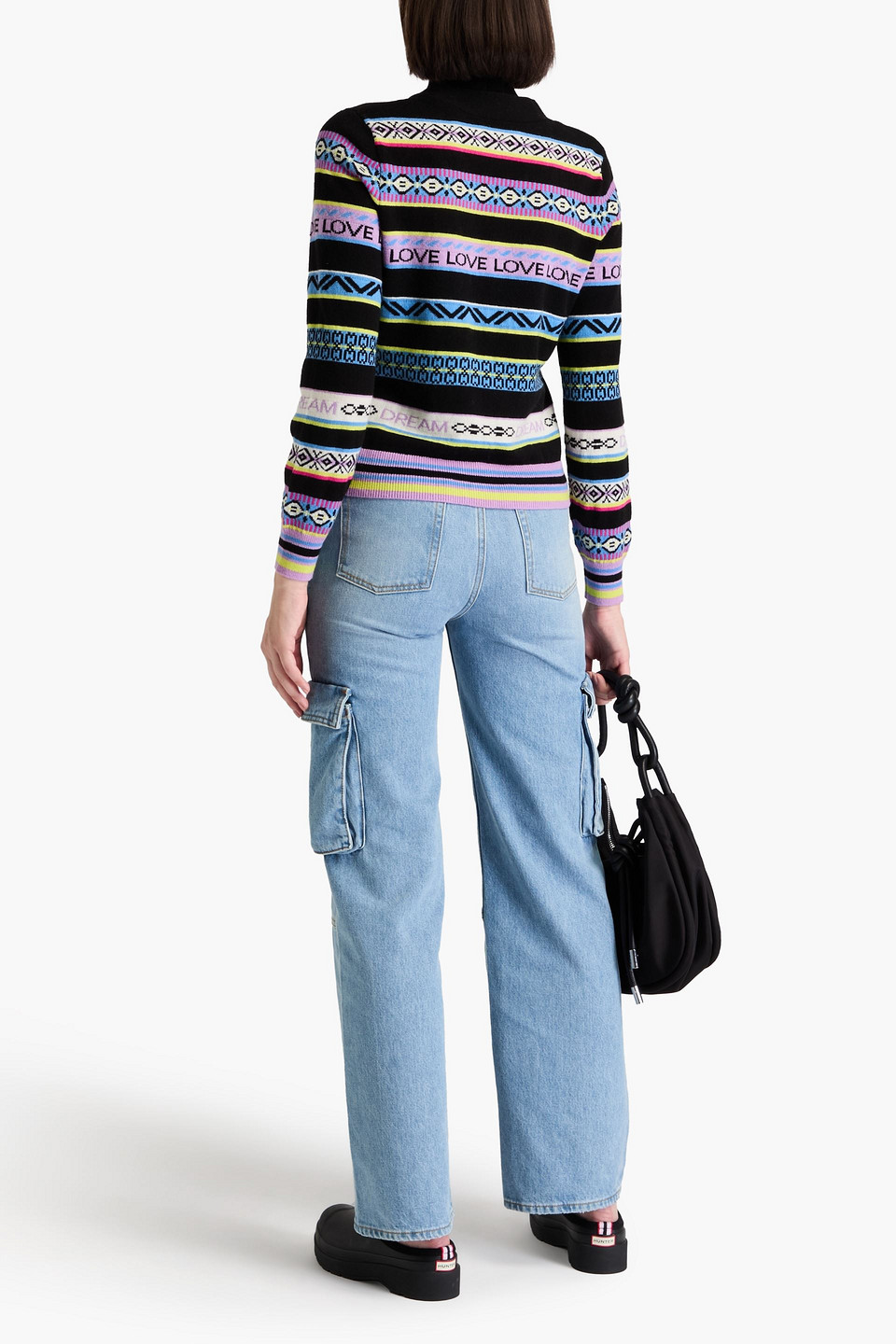 CHINTI & PARKER INTARSIA WOOL AND CASHMERE-BLEND CARDIGAN