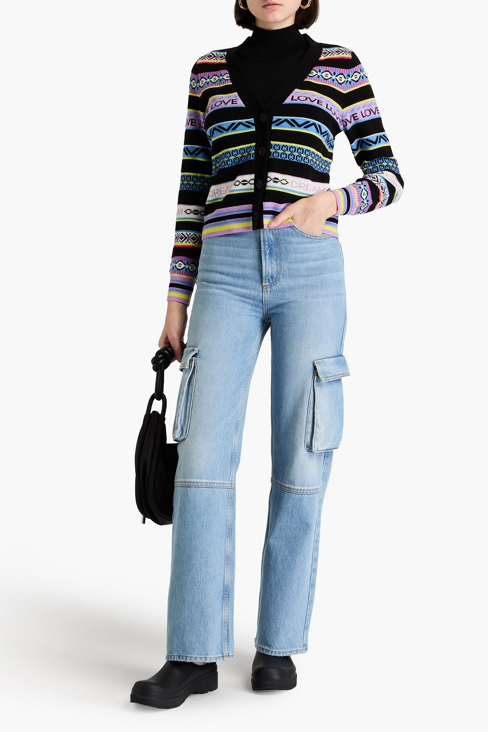 CHINTI & PARKER INTARSIA WOOL AND CASHMERE-BLEND CARDIGAN