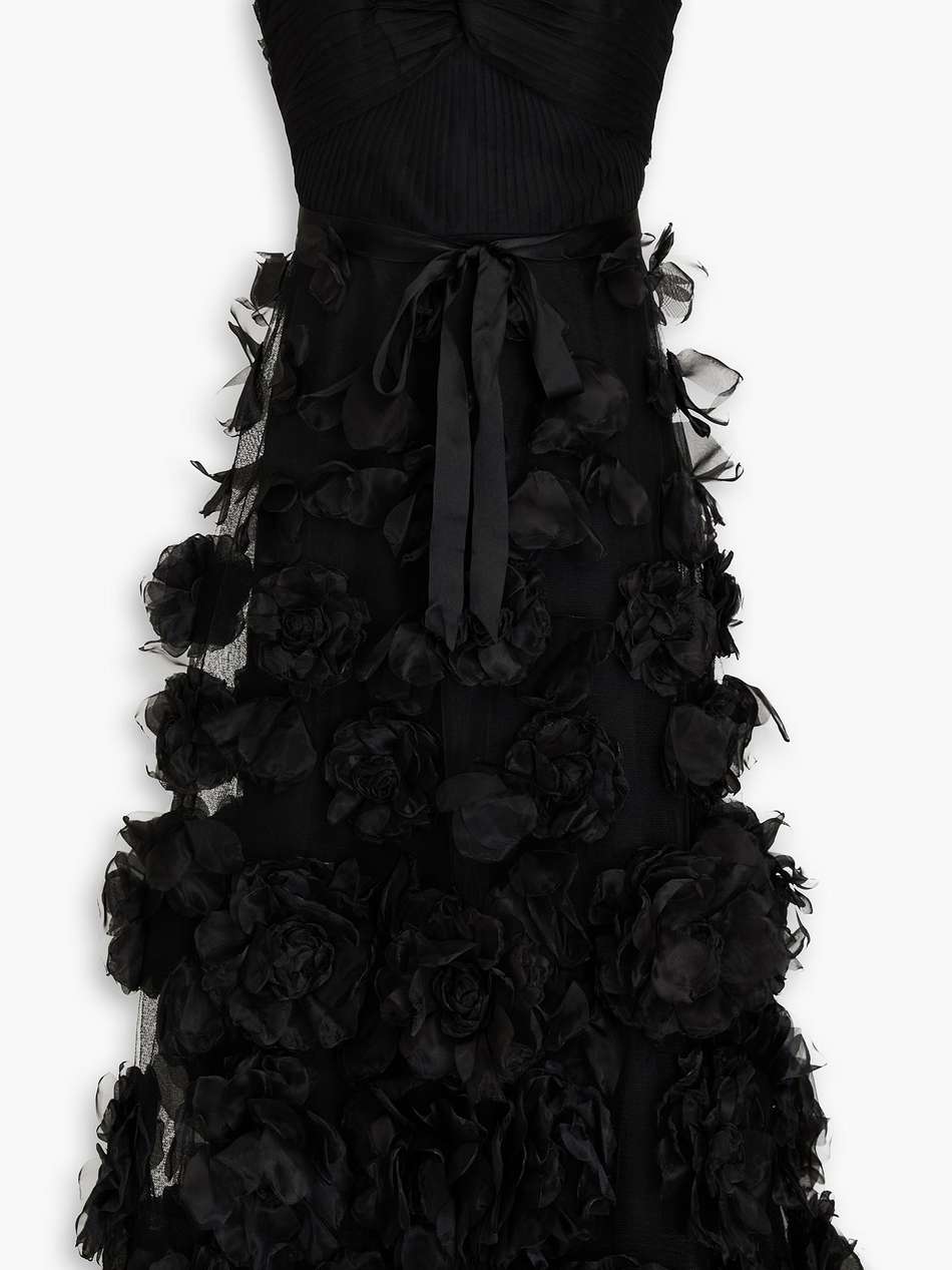 appliquéd organza and tulle midi dress