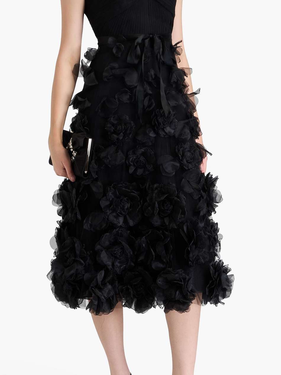 appliquéd organza and tulle midi dress