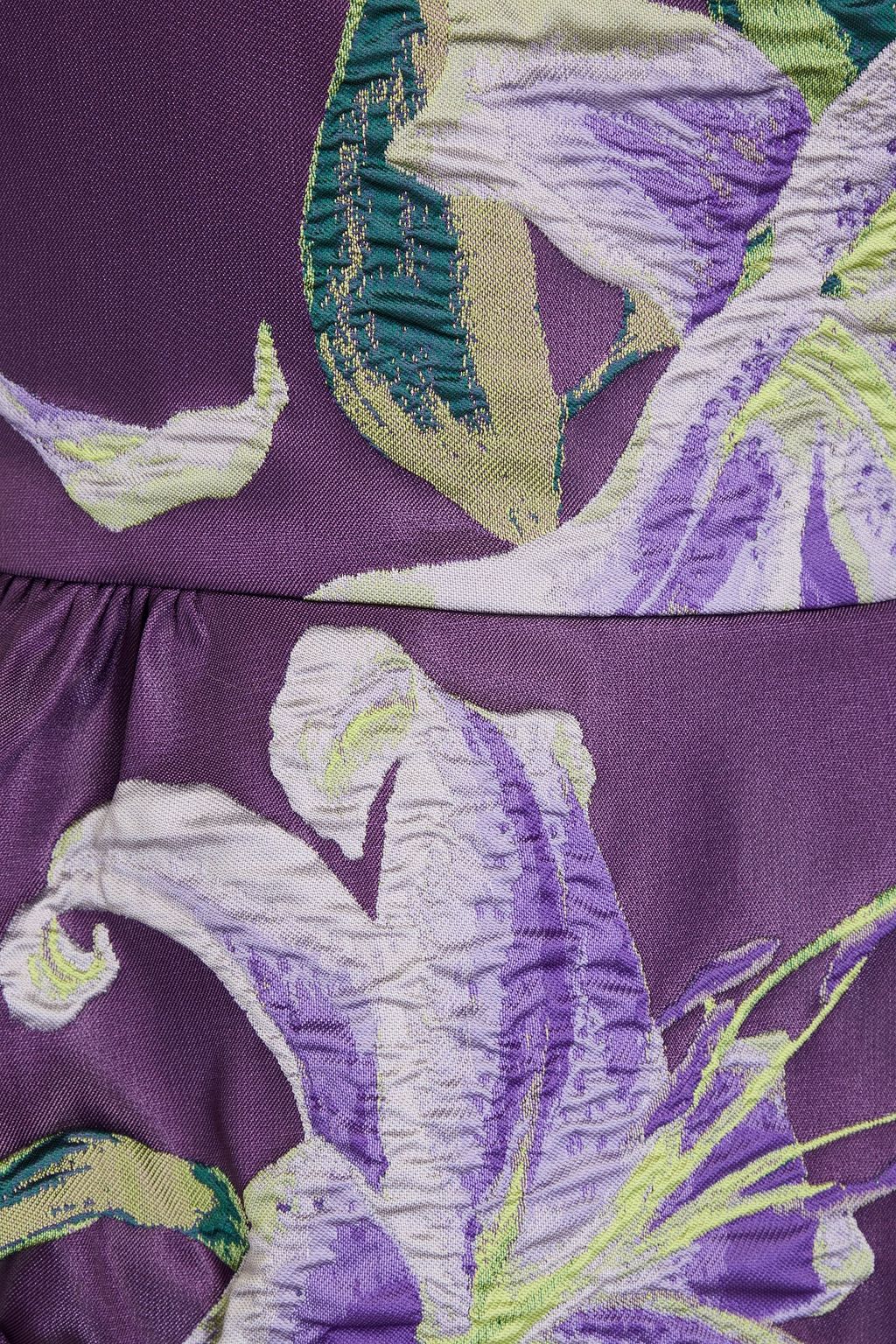 MARCHESA NOTTE فستان متوسط الطول بطبعة الأزهار بتصميم منسدل ومكشوف الكتف من الجاكار