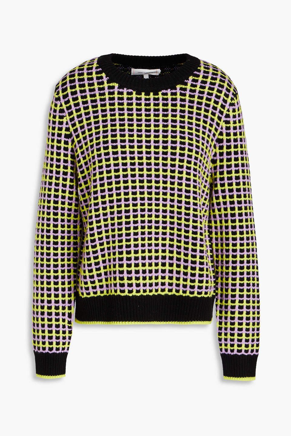 Chinti & Parker Jacquard-knit Wool And Cashmere-blend Sweater In Black