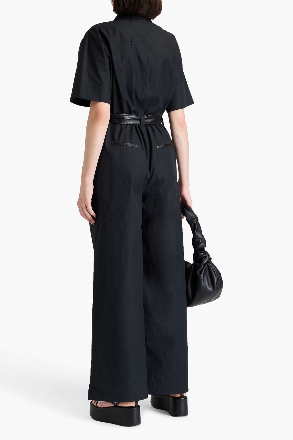 NANUSHKA Belted cotton-poplin wide-leg jumpsuit