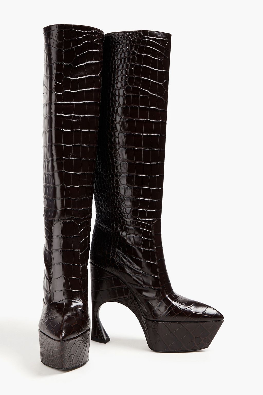 VICTORIA BECKHAM Croc-effect leather platform boots