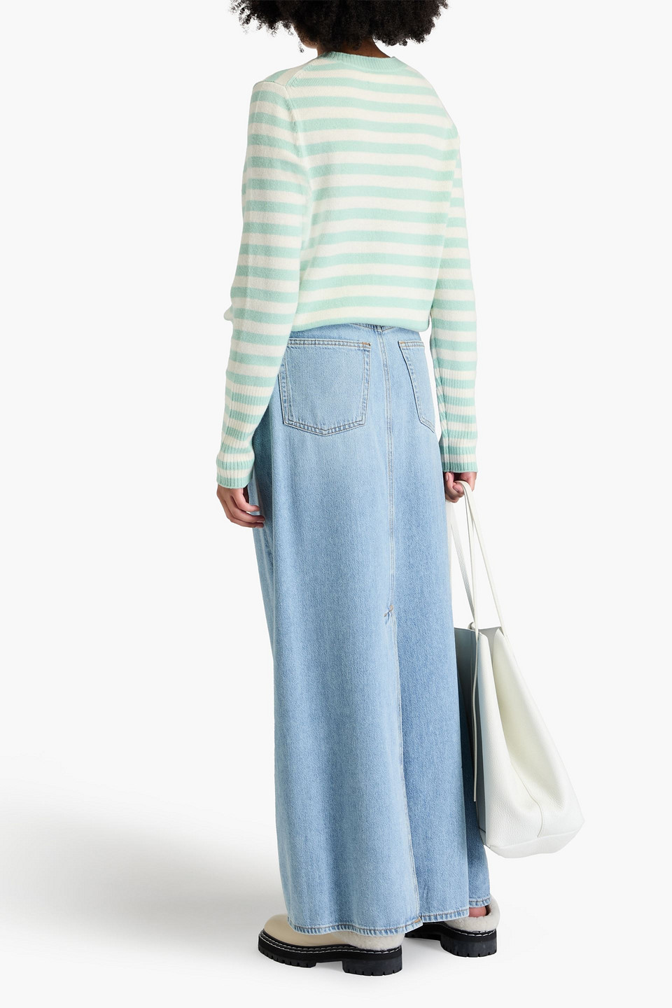 Chinti & Parker Striped Wool And Cashmere-blend Sweater In Mint