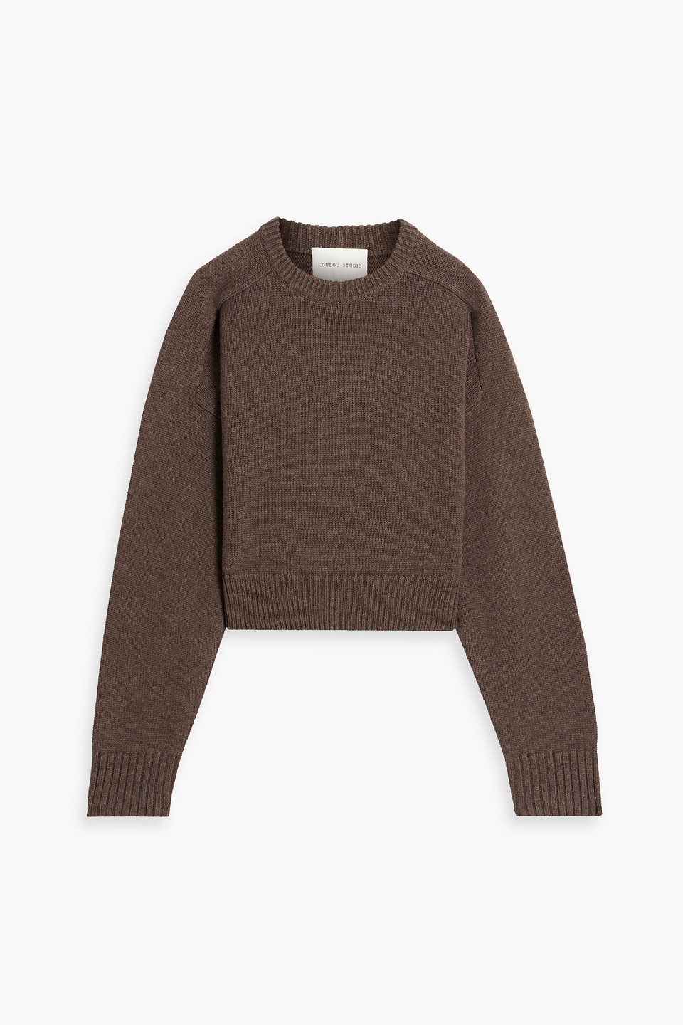 Loulou Studio Bruzzi Cropped Wool And Cashmere-blend Sweater In Chocolate