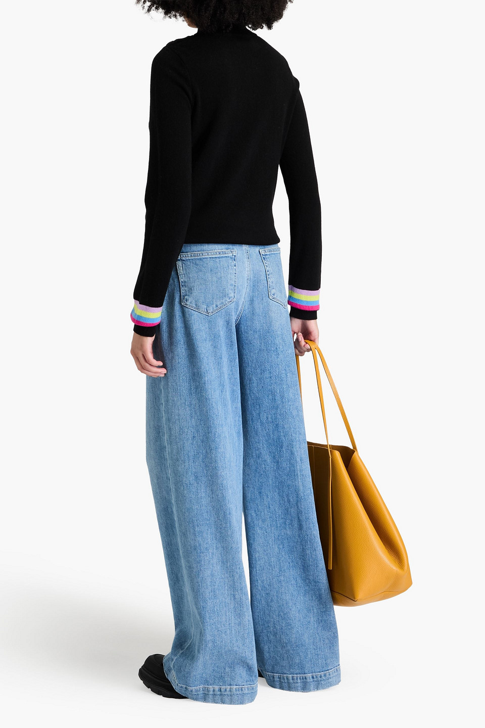 Chinti & Parker Striped Wool And Cashmere-blend Turtleneck Sweater In Black