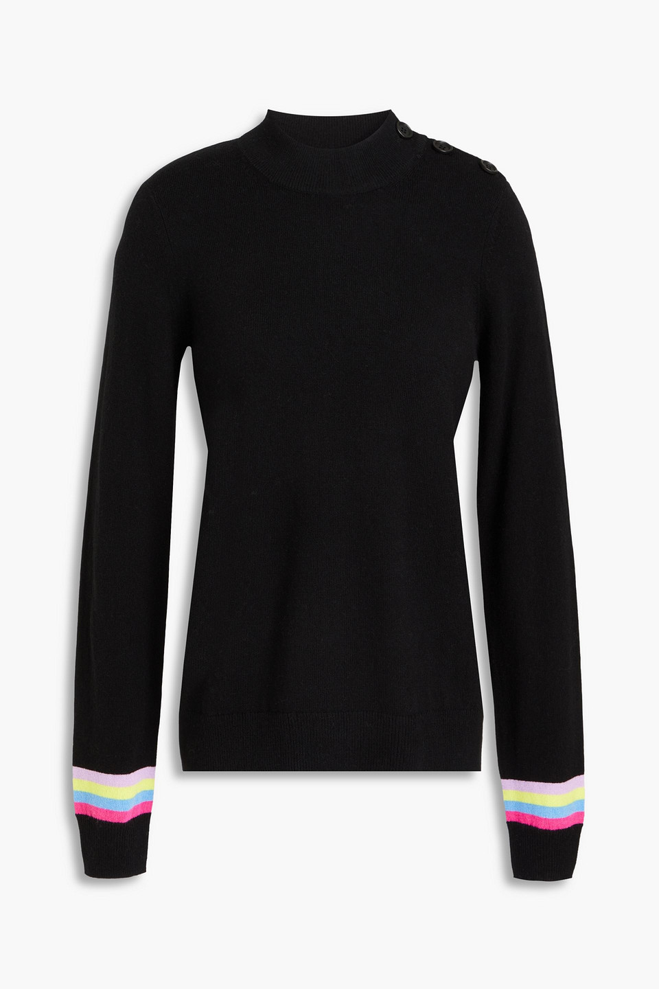 Chinti & Parker Striped Wool And Cashmere-blend Turtleneck Sweater In Black